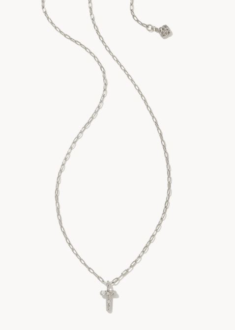 Kendra Scott Initial Necklace Silver and Crystals