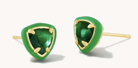 Arden Stud Earrings in Gold Emerald Illusion by Kendra Scott