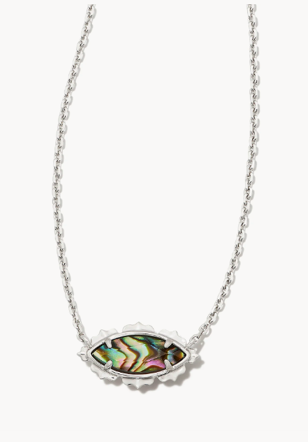 Genevieve Silver Pendant Necklace in Abalone Shell by Kendra Scott