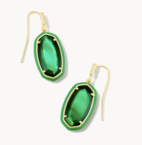 Dani Gold Drop Earrings in Emerald Illusion by Kendra Scott