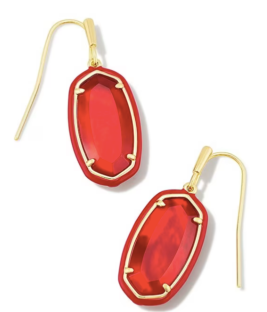 Dani Gold Drop Earrings in Red Illusion by Kendra Scott