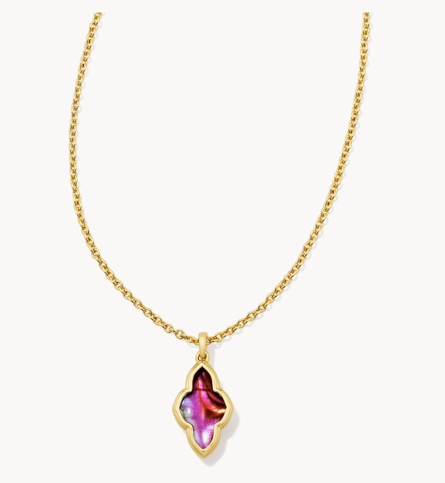 Abbie Short Pendant Necklace in Gold Burgundy Illusion by Kendra Scott