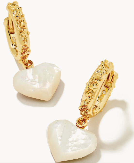 KS Penny Heart Huggie Earring Gold Ivory