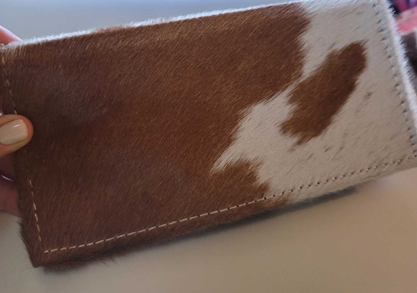 COWHIDE CHECKBOOK HOLDER BY AD