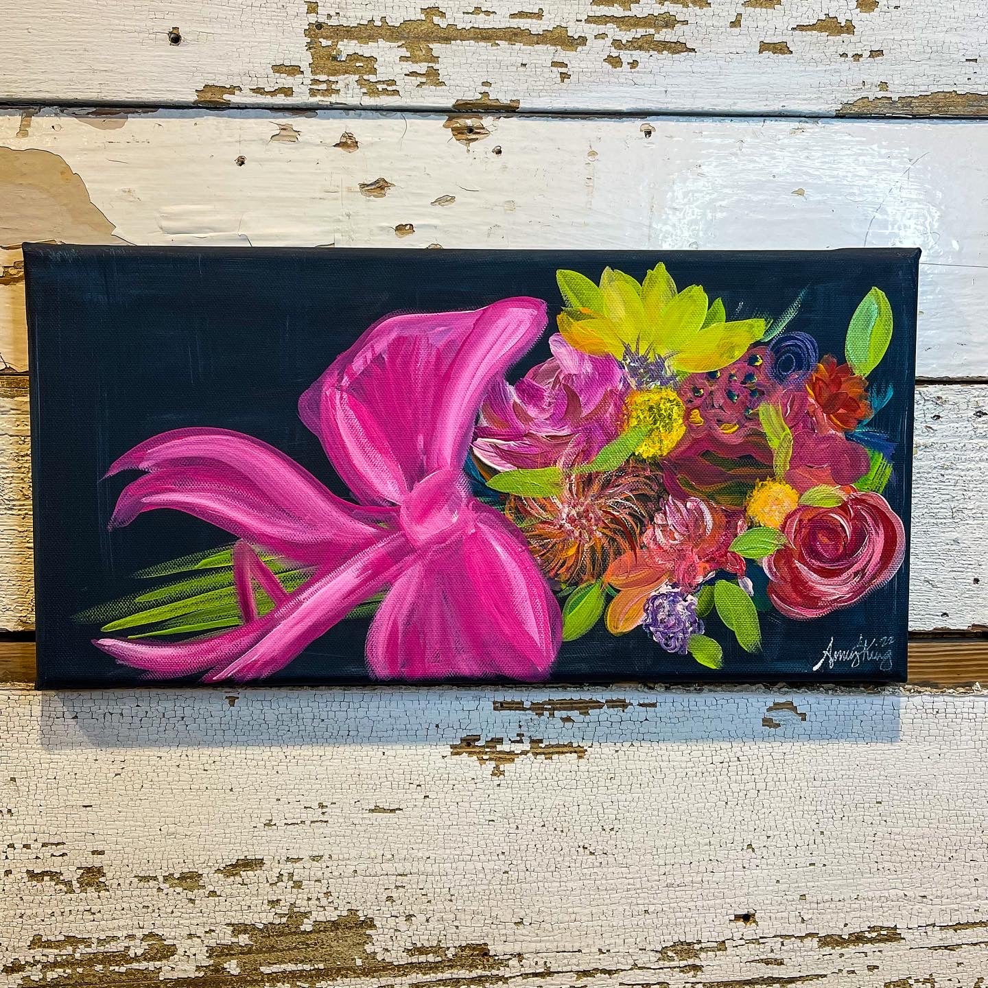 NAVY FLORAL PAINTING BY AMY KING